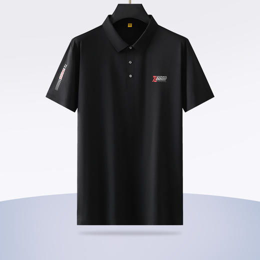 【冰丝高弹】【新款DG】大依优型大码短袖Polo衫胸前印花冰丝凉感翻领无痕肌理感加肥加大男士大号弹力透气舒适半袖夏装 商品图1