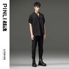 PINLI品立裁魂夏季新款西装领短袖T恤男士宽松黑色休闲潮上衣BC242111028 商品缩略图1