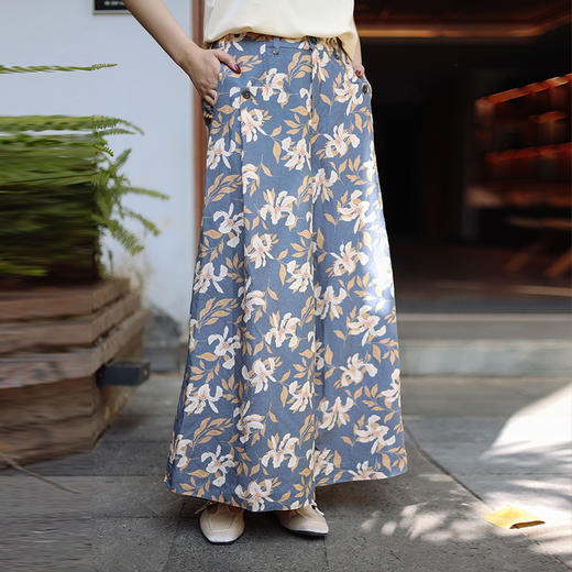 绽放113朵/100%干洗亚麻自然肌理筋骨感宽松显瘦显腿长百搭阔腿裤 商品图1