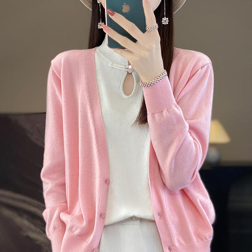 Avann假两件盘扣领羊毛混纺开衫2355 商品图4