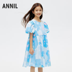 女童纯棉弹力甜美A字裙子短袖连衣裙夏新款安奈儿童装EG423068