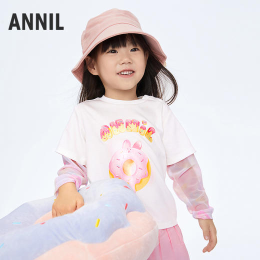 【实体店同款】女童假两件拼接长袖T恤新款安奈儿童装XG411622 商品图1
