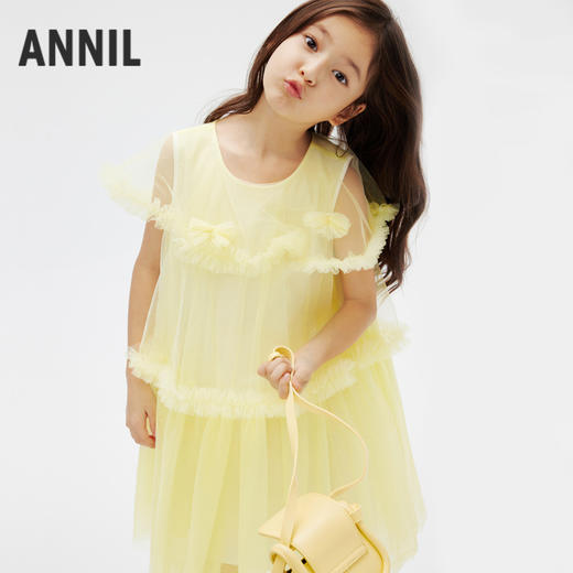 女童连衣裙新款夏仙女风网纱甜美披肩轻薄公主裙子安奈儿童装EG423039 商品图2