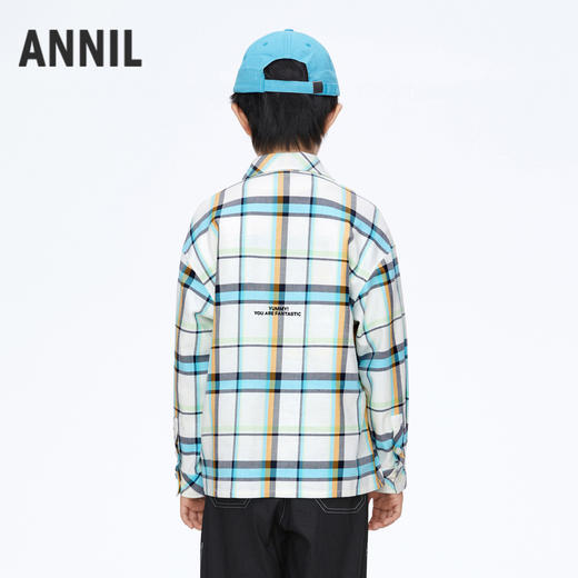 男童简约格子衫上衣翻领长袖新款安奈儿童装实体店同款AB411523 商品图2