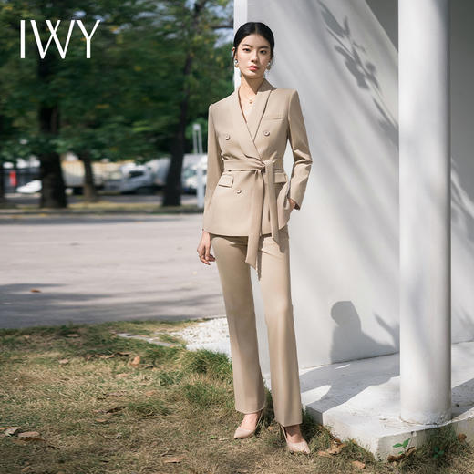 IWY/西装套装卡其色2024新款阔腿裤正装两件套高端经理工作服正装C14106+P34106 商品图4