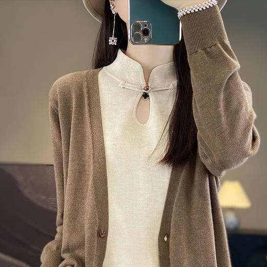 Avann假两件盘扣领羊毛混纺开衫2355 商品图8