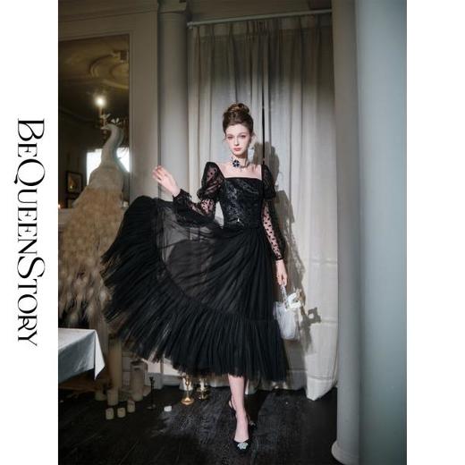 【孤品样衣，不退不换】【雾港黑珍珠】法式植绒波点复合网纱含金银丝上衣 商品图4