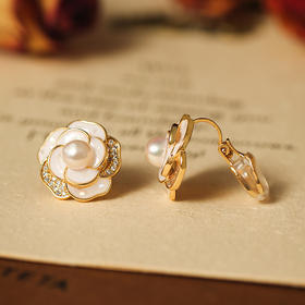 Manreya玛芮雅“山茶礼赞”珍珠耳钉&耳夹无耳洞可佩戴【答摩专属，礼袋+证书+礼盒】