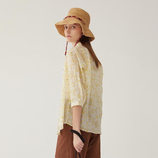 谜底碎花衬衫分袖女2024夏新款文艺风百搭宽松印花衬衣246MC9007 商品图2