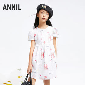女童纯棉A字公主裙短袖连衣裙夏新款安奈儿童装EG423108