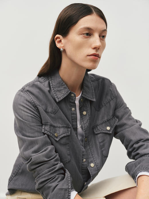 经典版型升级 天丝面料透气 万能牛仔衬衫FJ5080243 商品图8