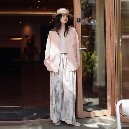 绽放146-147朵/2024春季高级感宽松文艺显瘦棉麻衬衫亚麻半裙套装 商品图2