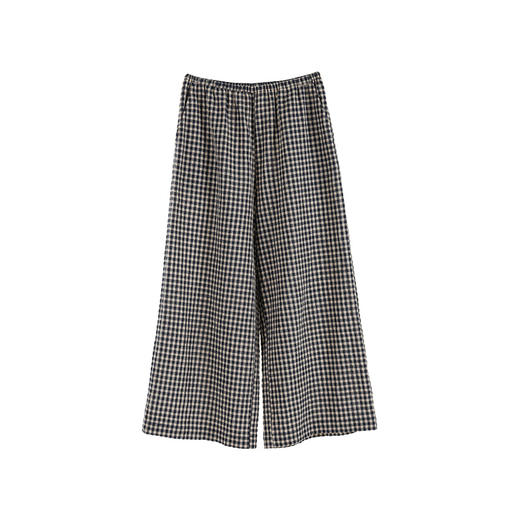绽放131朵/叠穿神器2024新款亚麻棉格子裤日系文艺直筒裤宽松长裤 商品图4