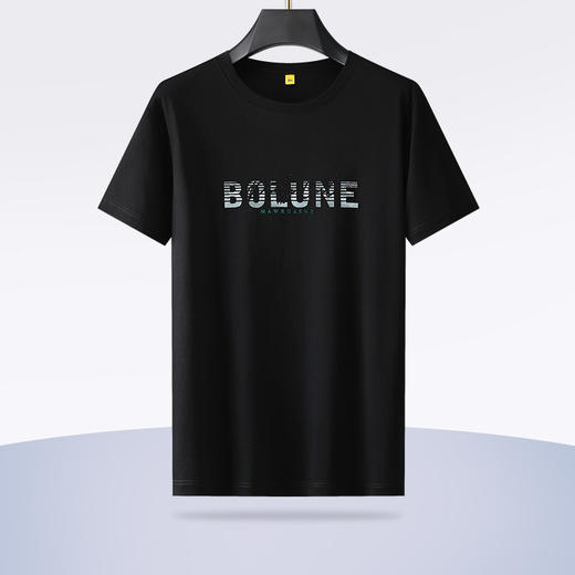 【轻奢液氨棉】【新款DG】大依优型大码短袖T恤圆领胸前印花加肥加大男士大号弹力透气舒适半袖夏装 商品图1