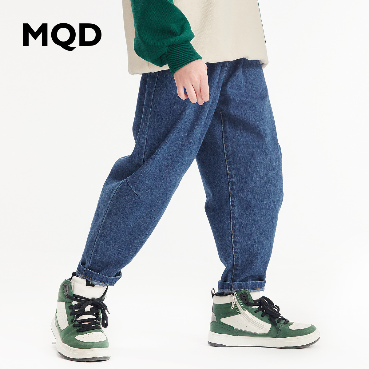 【秒3】【MQD】童装春秋新款男童牛仔裤复古拼接儿童休闲长裤子