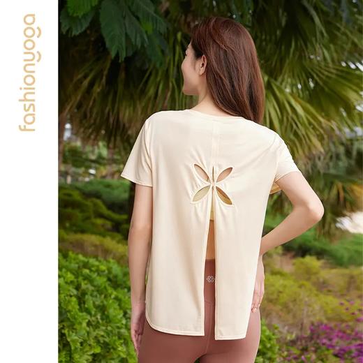 凡圣瑜伽四叶草镂空短袖外搭 F14307 商品图6