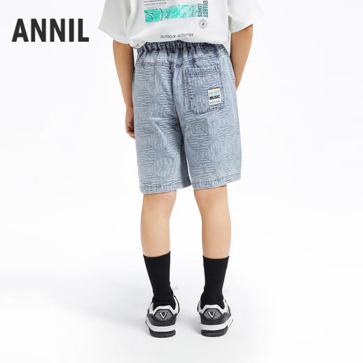 男童牛仔中裤新款夏纯棉时尚提花透气挺括五分裤子安奈儿童装EB426116 商品图1