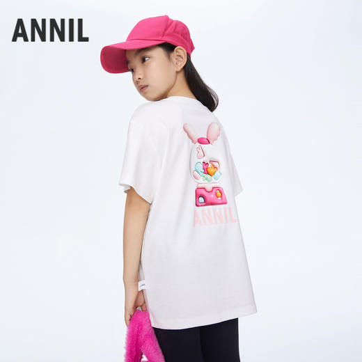 女童趣味印花全棉T恤圆领短袖针织衫新款安奈儿童装实体店同款AG411562 商品图1