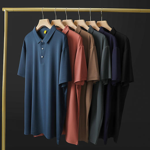 【冰丝高弹】【DG】大依优型大码短袖Polo衫前胸印花翻领加肥加大男士大号弹力透气舒适半袖夏装 商品图1