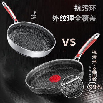 欧乐菲（OLOFE）抗菌平底煎锅316L不锈钢双面蜂窝不粘早餐牛排烙饼烤肉煎蛋锅26cm 商品图6