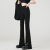 「开叉·喇叭裤！显瘦遮肉款」黑色开叉微喇叭裤 女春秋高腰垂感修身显瘦休闲直筒拖地裤子西装裤下装 商品缩略图1