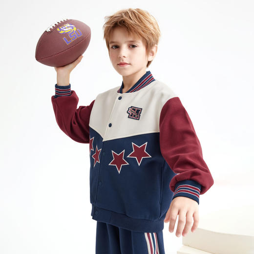 【秒2】【MQD】童装男童撞色棒球领外套秋冬新款儿童韩版学院风撞色外套 商品图0