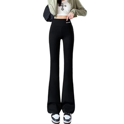 鲨鱼裤微喇叭阔腿裤女黑色显瘦高腰收腹芭比裤薄款外穿打底裤MUX 000 9120 商品图4