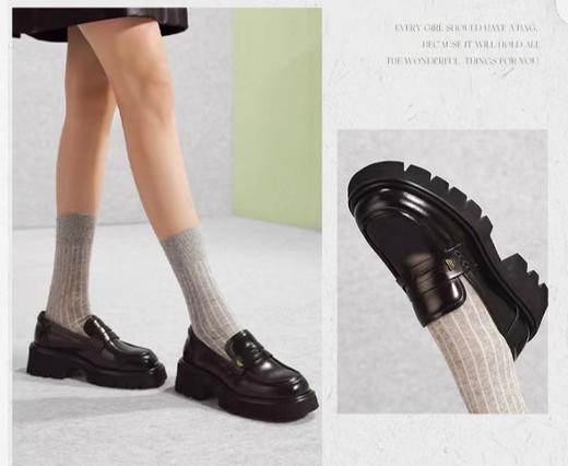 百丽学院风厚底乐福鞋女鞋2024春季新款JK鞋深口真皮单鞋 商品图7