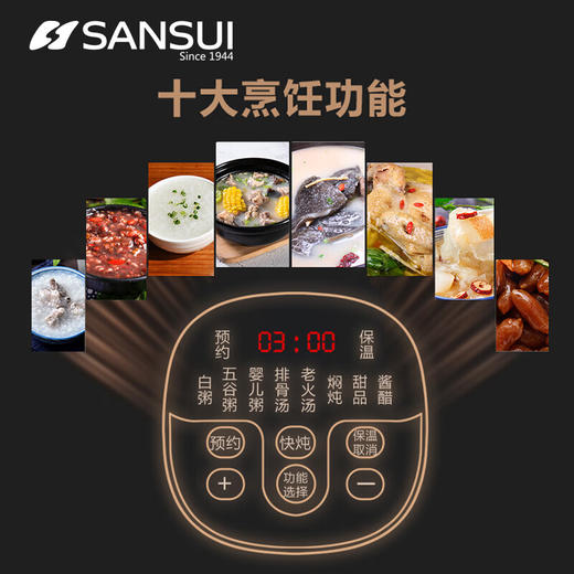山水（SANSUI）电炖锅家用3L可预约智能紫砂电炖盅煲汤锅电脑款SDZ-B2 商品图3