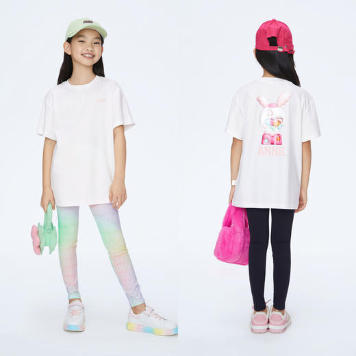 女童趣味印花全棉T恤圆领短袖针织衫新款安奈儿童装实体店同款AG411562 商品图3