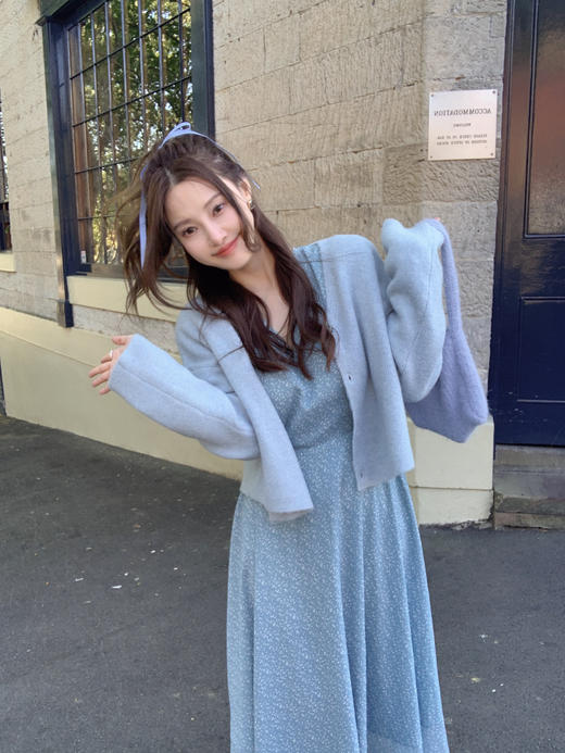 Read Nameless /冰淇淋蓝开衫+法式蓝色碎花裙 商品图1