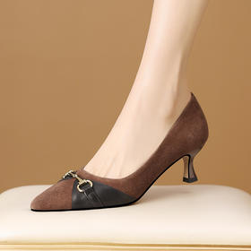 【预售5天】新款时装单鞋，女尖头浅口显瘦低跟真皮休闲单鞋工作鞋HY&H3335