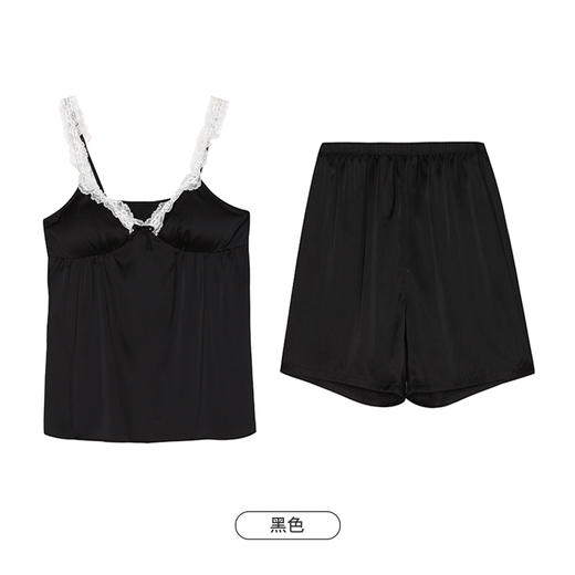 都市丽人生活家居春夏睡衣女冰雪丝家居服有罩杯薄款吊带短裤女士丝质套装LH42D7 商品图10