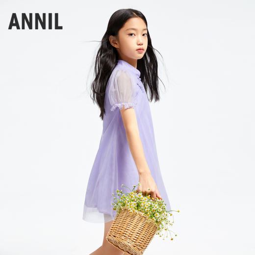 女童全棉旗袍国风短袖连衣裙裙子夏季新款安奈儿童装小程序专享EG423105 商品图2