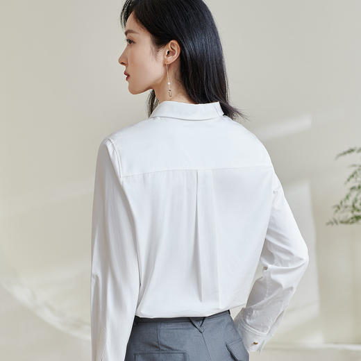 米思阳2025春春季新款气质通勤白色衬衫高级感纯棉宽松上衣女0855 商品图2