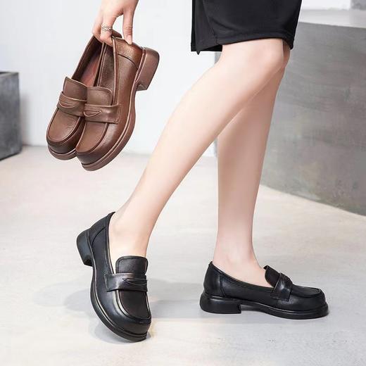 【实付满399送保温杯】【防滑百搭乐福鞋】女款休闲皮鞋 通勤办公单鞋 商品图2