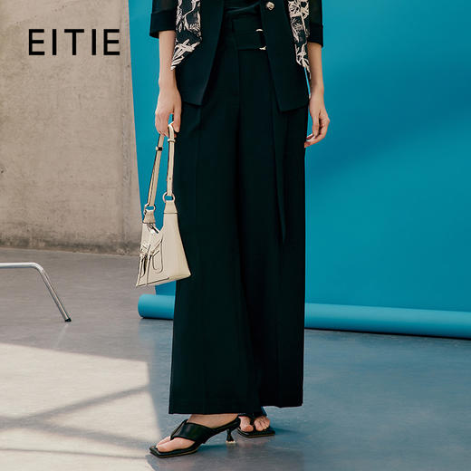 EITIE爱特爱夏季新款通勤百搭显高显瘦直筒裤休闲裤女裤7405103 商品图0
