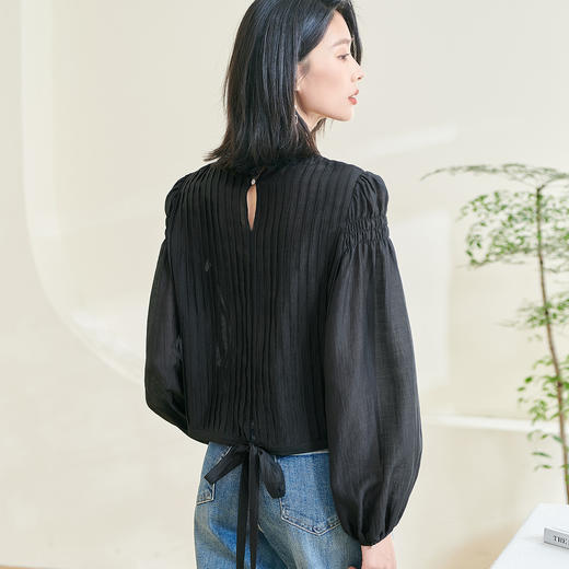 剩S/XL/XXL 米思阳2026春季新款时尚洋气设计感上衣小众黑色宽松衬衫女0383 商品图3