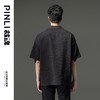 PINLI品立裁魂夏季新款西装领短袖T恤男士宽松黑色休闲潮上衣BC242111028 商品缩略图2