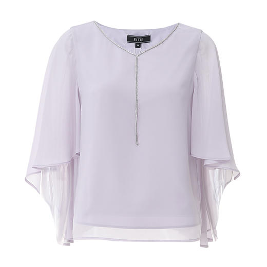 EITIE爱特爱浪漫优雅飘逸V领直筒紫色衬衫上衣夏季新款B2413302 商品图5