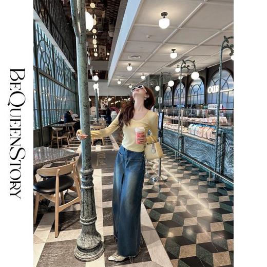 余潇潇【马卡龙变奏】时尚百搭设计感舒适修身圆领烫钻亲肤上衣女装 商品图2