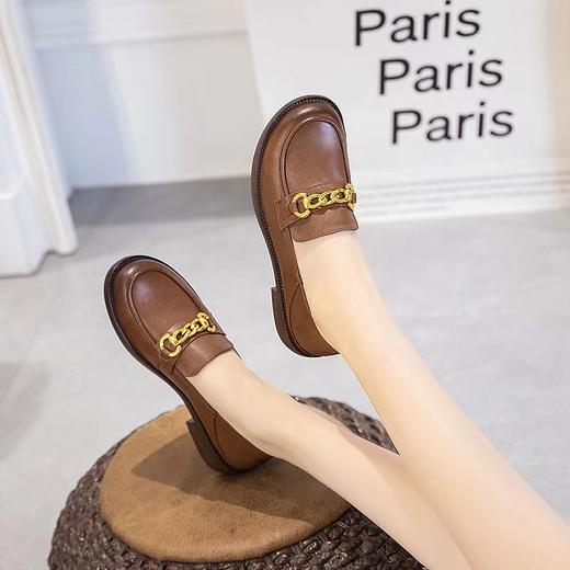 【复古英伦风乐福鞋】女款休闲牛皮鞋 圆头通勤单鞋 商品图4