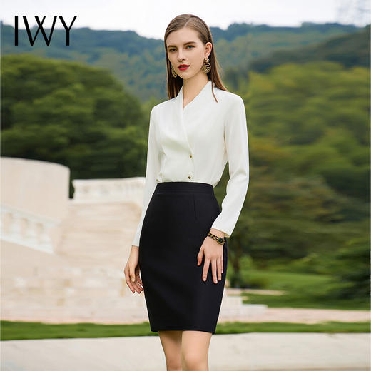 IWY/早春职业正装白衬衫女教资面试西装内搭衬衣气质V领长袖通勤B468 商品图1