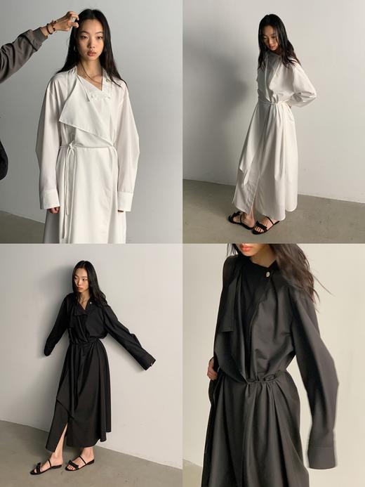 【5折不退换 买六免一】早春慵懒感不规则斜门襟设计感长款搭片连衣裙 商品图2