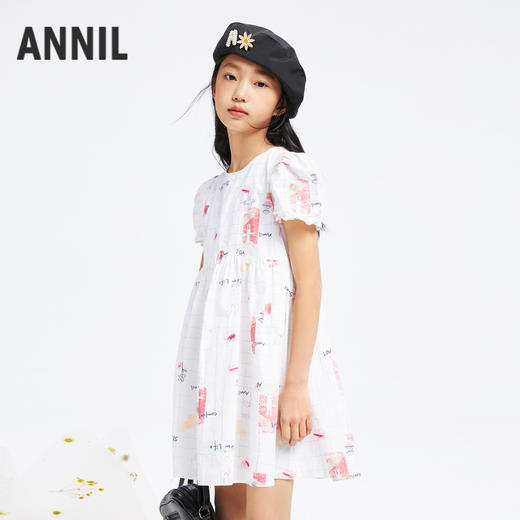 女童纯棉A字公主裙短袖连衣裙夏新款安奈儿童装EG423108 商品图1