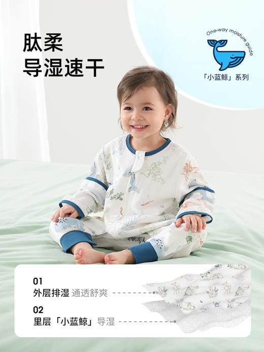 贝肽斯【肽柔】婴儿睡袋春秋夏款竹棉纱布宝宝睡袋分腿儿童防踢被 商品图2