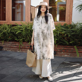 绽放178朵/2024新款亚麻连衣裙棉麻宽松茧型中长款日系裙旅行叠穿