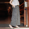 绽放131朵/叠穿神器2024新款亚麻棉格子裤日系文艺直筒裤宽松长裤 商品缩略图0