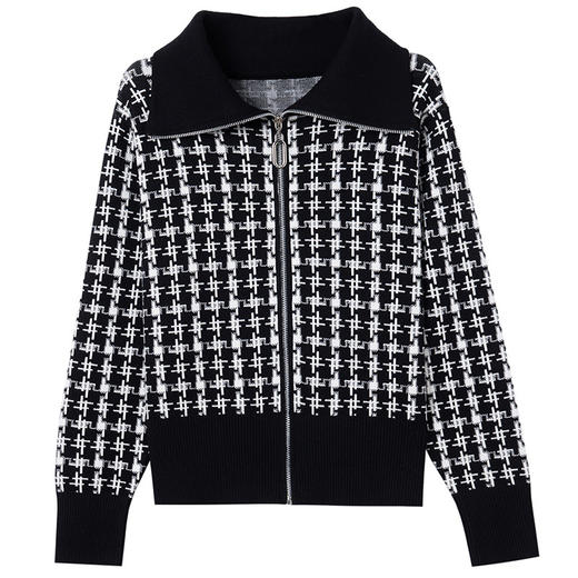 春款宽松休闲外搭时尚大翻领拉链针织开衫CC-XX-3886 商品图4