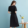 EITIE爱特爱气质优雅流苏腰饰压褶V领通勤黑色连衣裙夏季新款B2407340 商品缩略图4